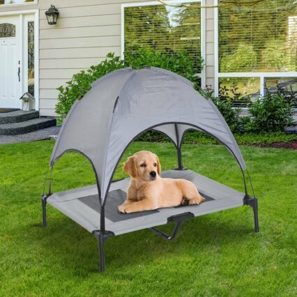 PawHut® Large Elevated Pet Bed Foldable Outdoor Cat Dog Canopy Cot