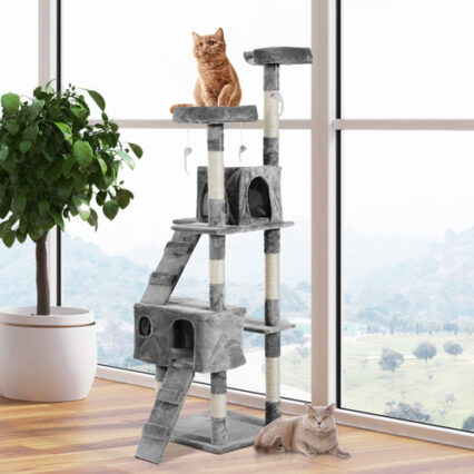PawHut® 67-inch Multi-Level Cat Scratching Tree Kitty Activity Center