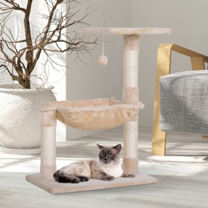 PawHut® Cat Tree Hammock with Natural Sisal Scratching Post